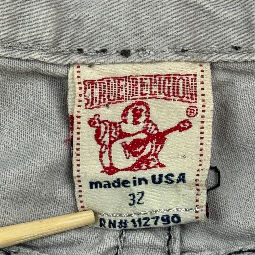 True Religion Jeans Mens 31 Light Gray Relaxed Straight Leg Pockets Pants Casual
